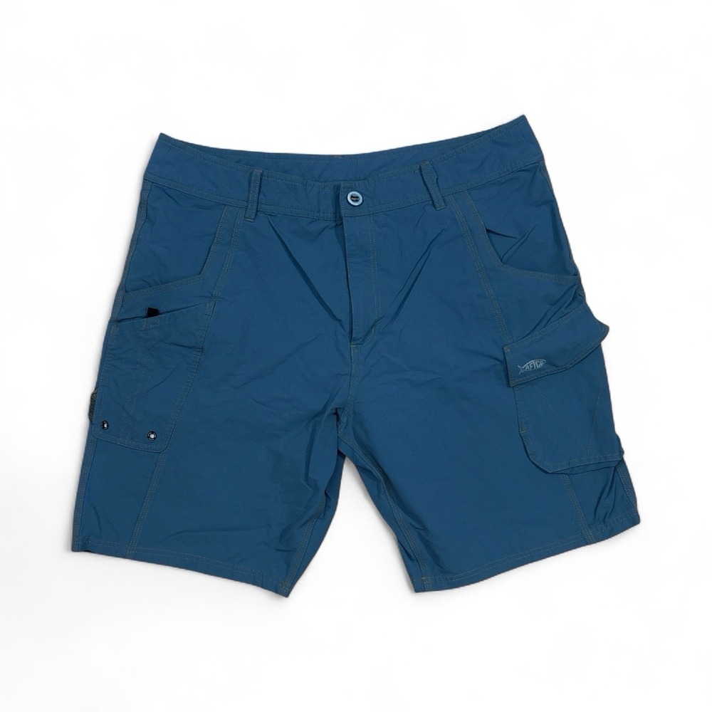 AFTCO Mens 40 Light Blue Fishing‎ Shorts Utility Pocket Outdoor